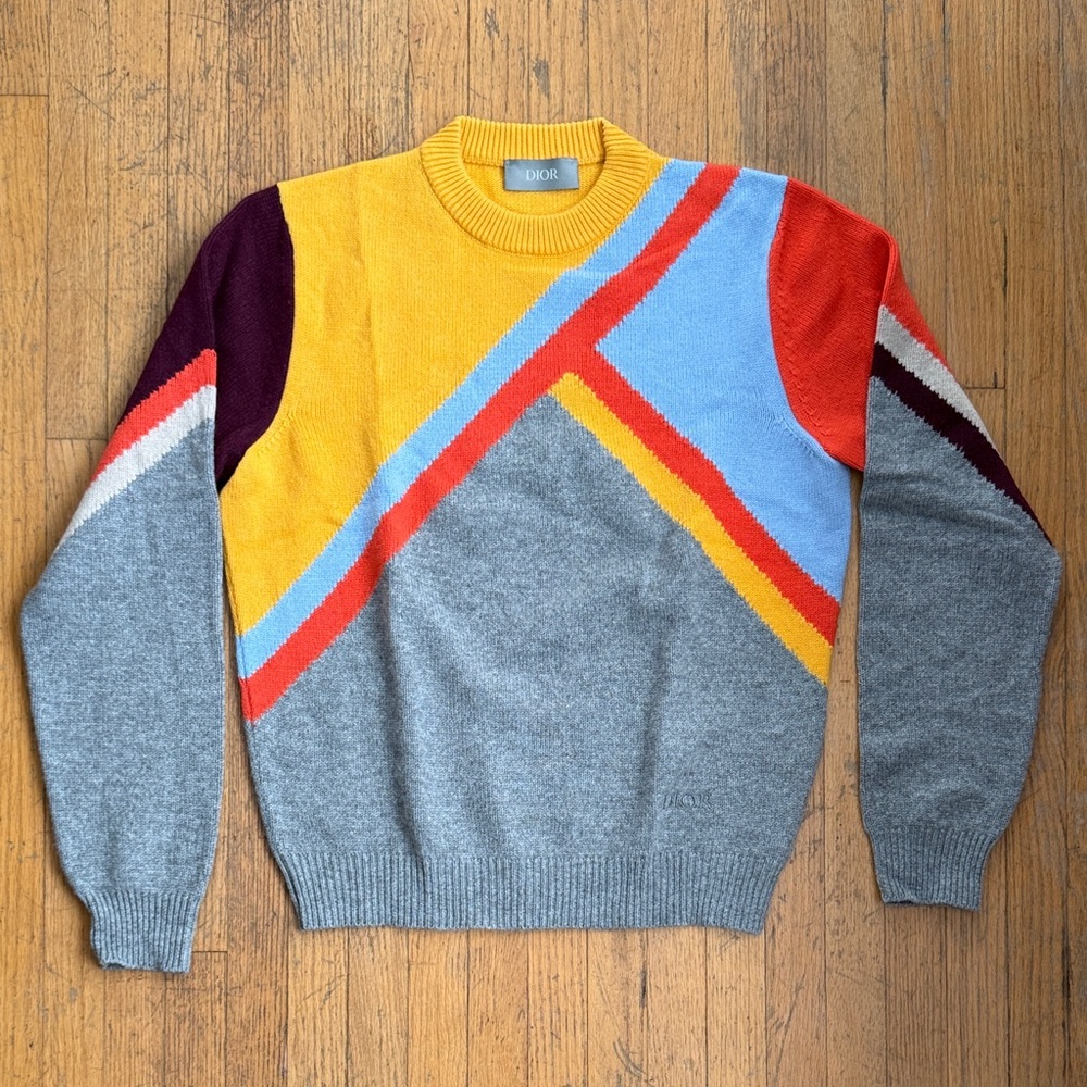 Dior Multicolor Geometric Crewneck Cashmere Sweater